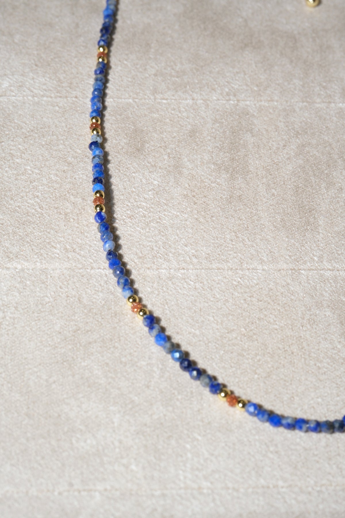 Blue Faceted Gold Tone Spacers Necklace — real product photo