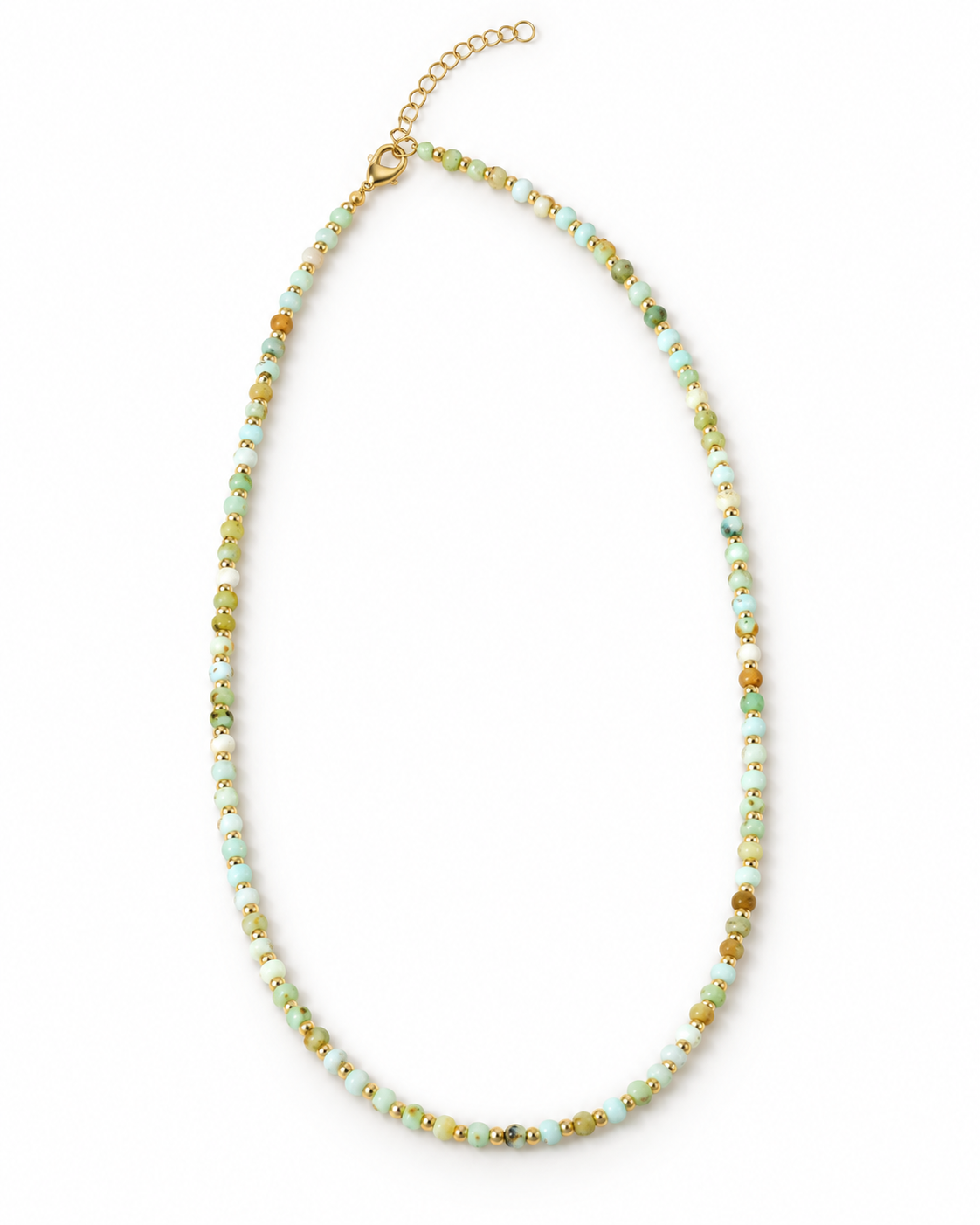 Pale Green Gold Tone Spacers Necklace