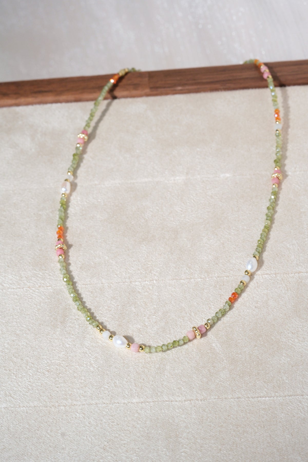 Green Pink White Accents Necklace — real product photo
