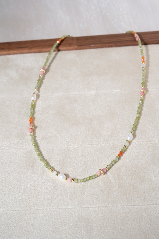 Green Pink White Accents Necklace — real product photo
