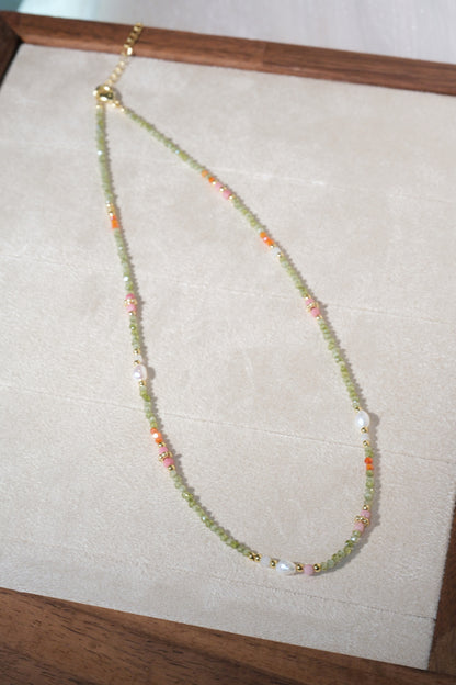 Green Pink White Accents Necklace — real product photo