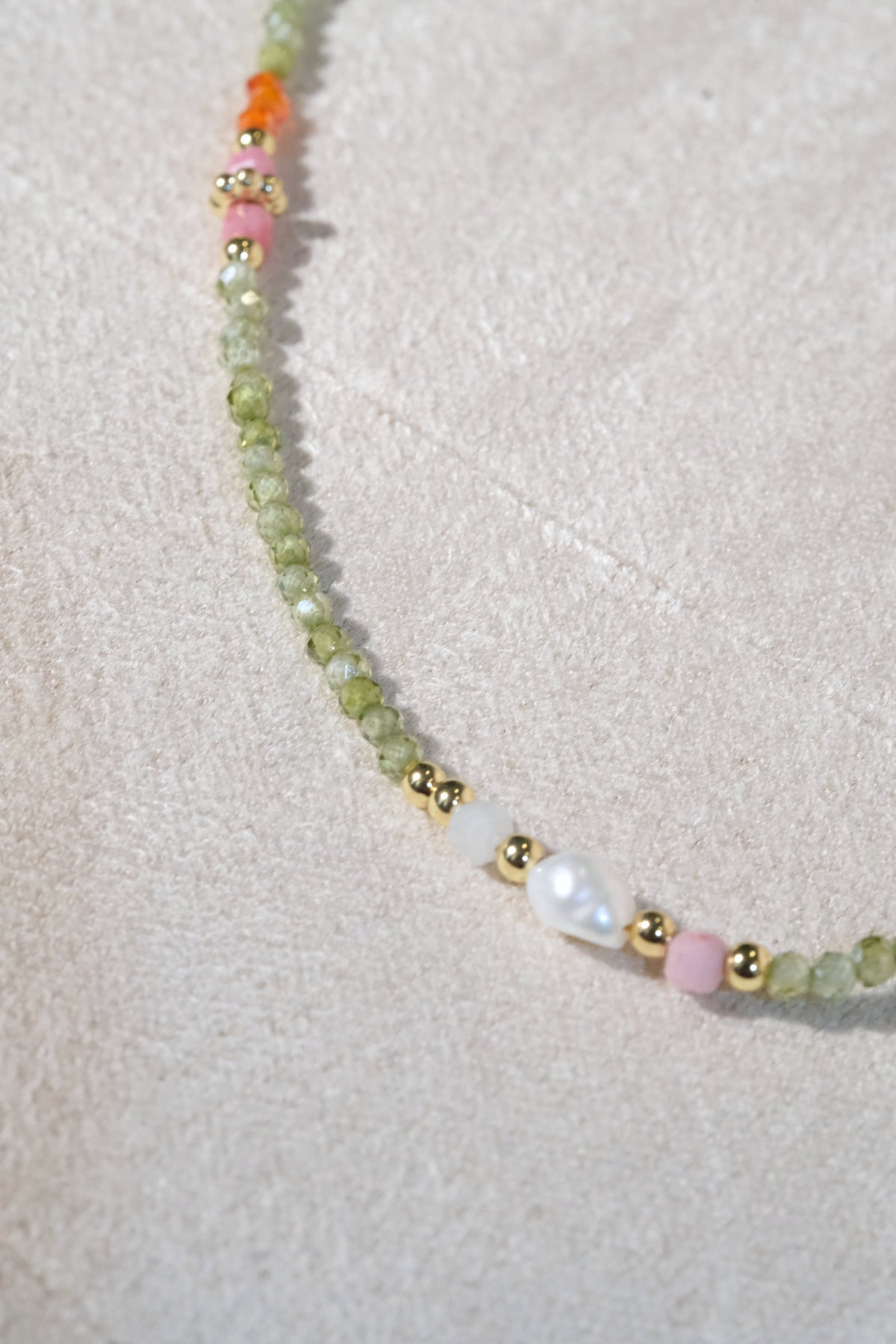 Green Pink White Accents Necklace — real product photo