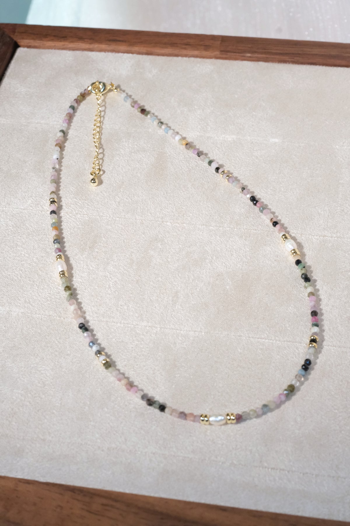 Pastel Dark Accent Beads Necklace — real product photo