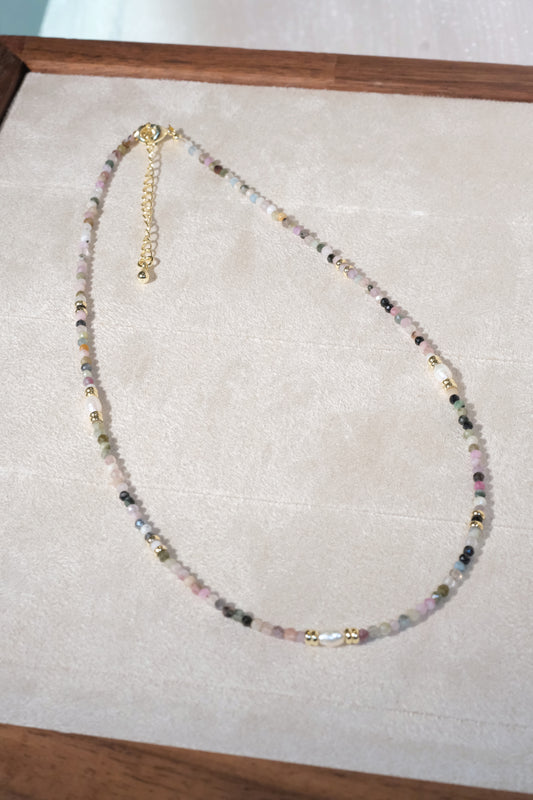 Pastel Dark Accent Beads Necklace — real product photo
