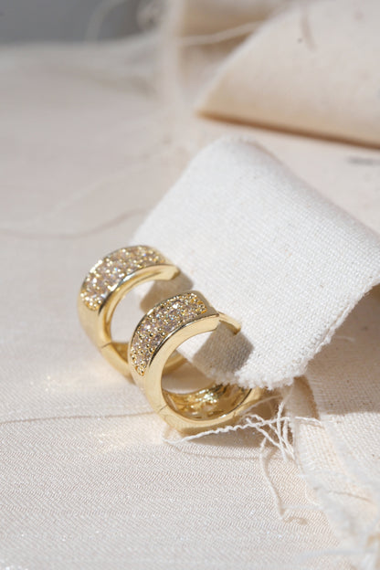 Gold Wide Pave Huggie Earrings — edited real product photo