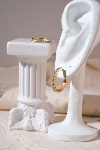 Gold Slim CZ Hoop Earrings — edited real product photo
