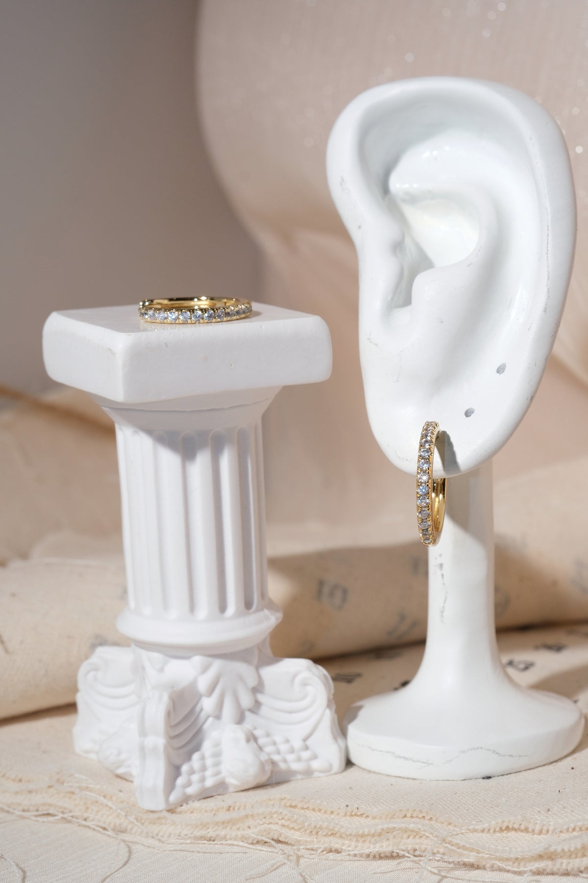 Gold Slim CZ Hoop Earrings — edited real product photo