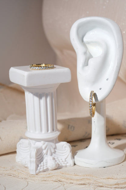 Gold Slim CZ Hoop Earrings — edited real product photo