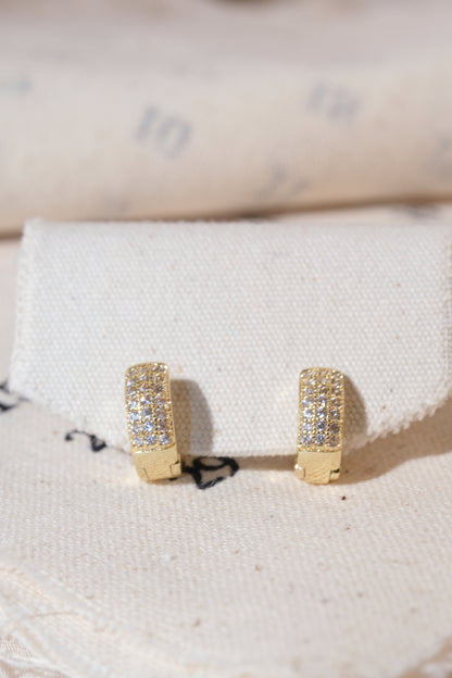 Gold Mini Pave Huggie Earrings — edited real product photo
