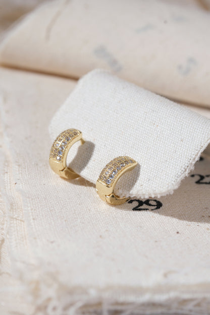 Gold Mini Pave Huggie Earrings — edited real product photo