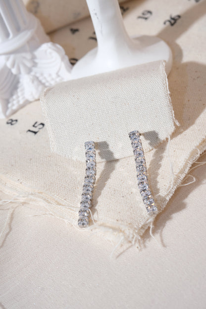 Silver Linear CZ Drop Earrings — edited real product photo
