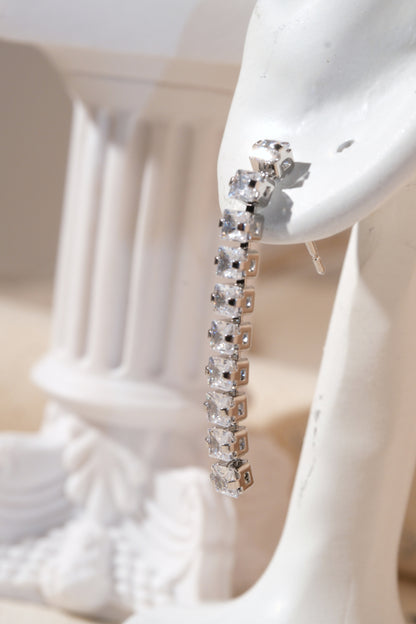 Silver Linear CZ Drop Earrings — edited real product photo