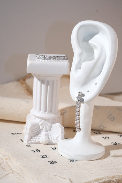 Silver Linear CZ Drop Earrings — edited real product photo