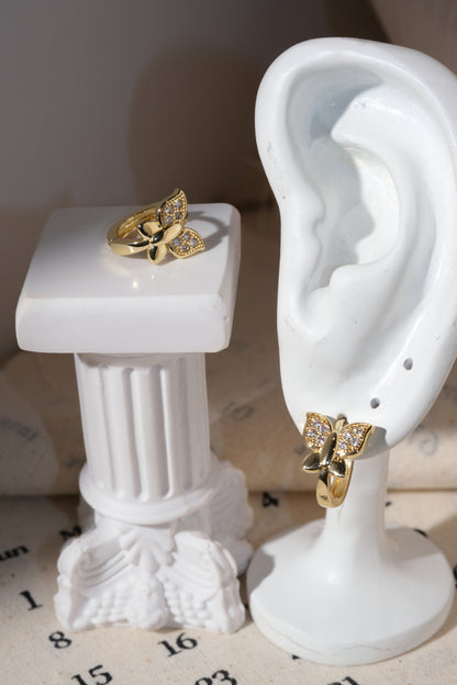 Gold Pave Butterfly Huggie Earrings — edited real product photo
