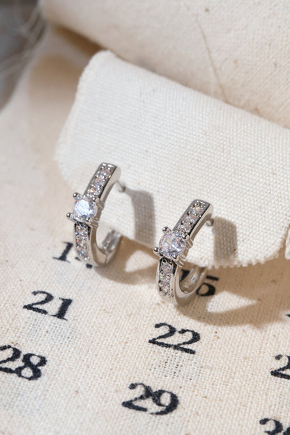 Silver Solitaire CZ Huggie Earrings — edited real product photo