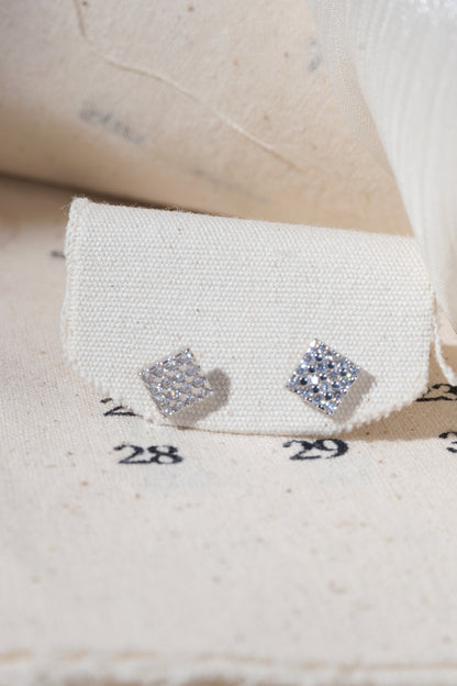 Silver Square Pave Stud Earrings — edited real product photo