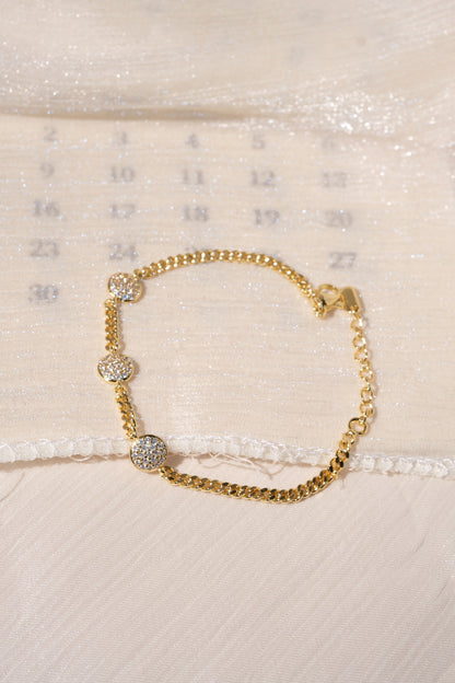 Pave Disc Station Bracelet — Gold — edited real product photo