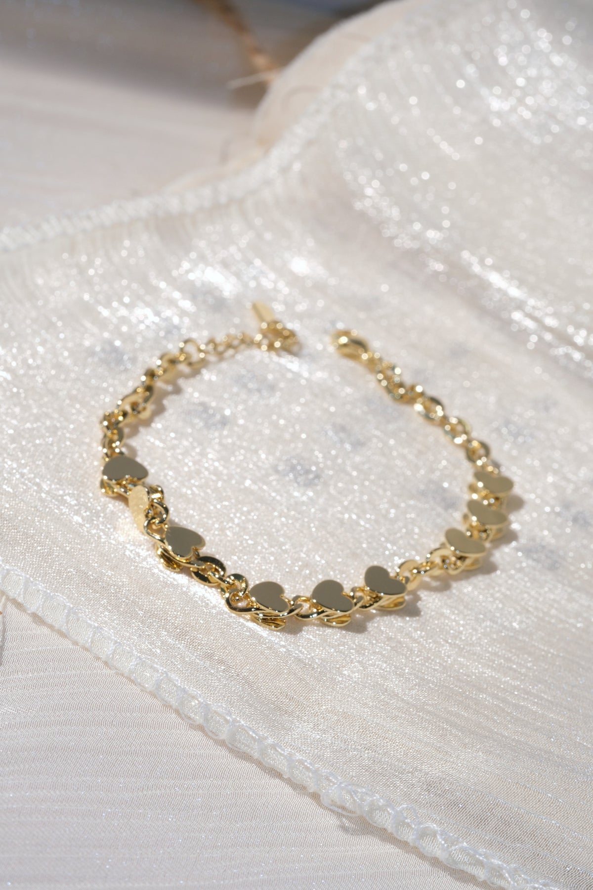 Heart Link Bracelet — Gold — edited real product photo