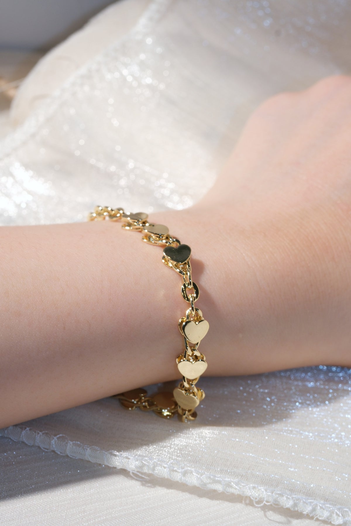 Heart Link Bracelet — Gold — edited real product photo