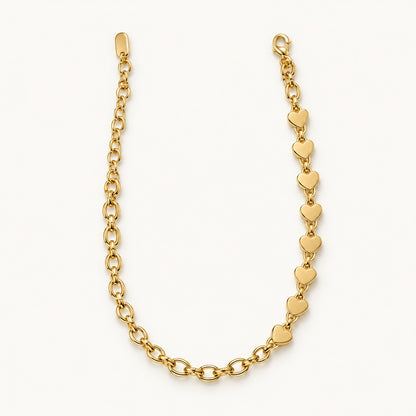Heart Link Bracelet — Gold — white background