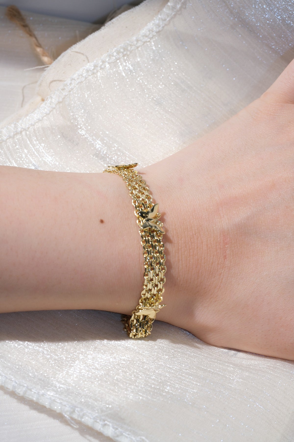 Multistrand Cross Station Bracelet — Gold — edited real product photo