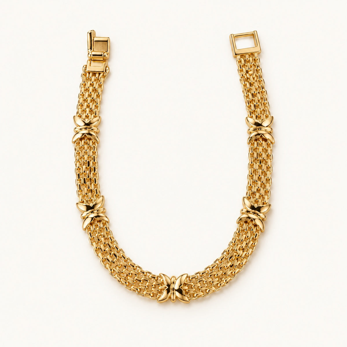 Multistrand Cross Station Bracelet — Gold — white background