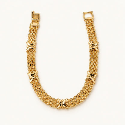 Multistrand Cross Station Bracelet — Gold — white background
