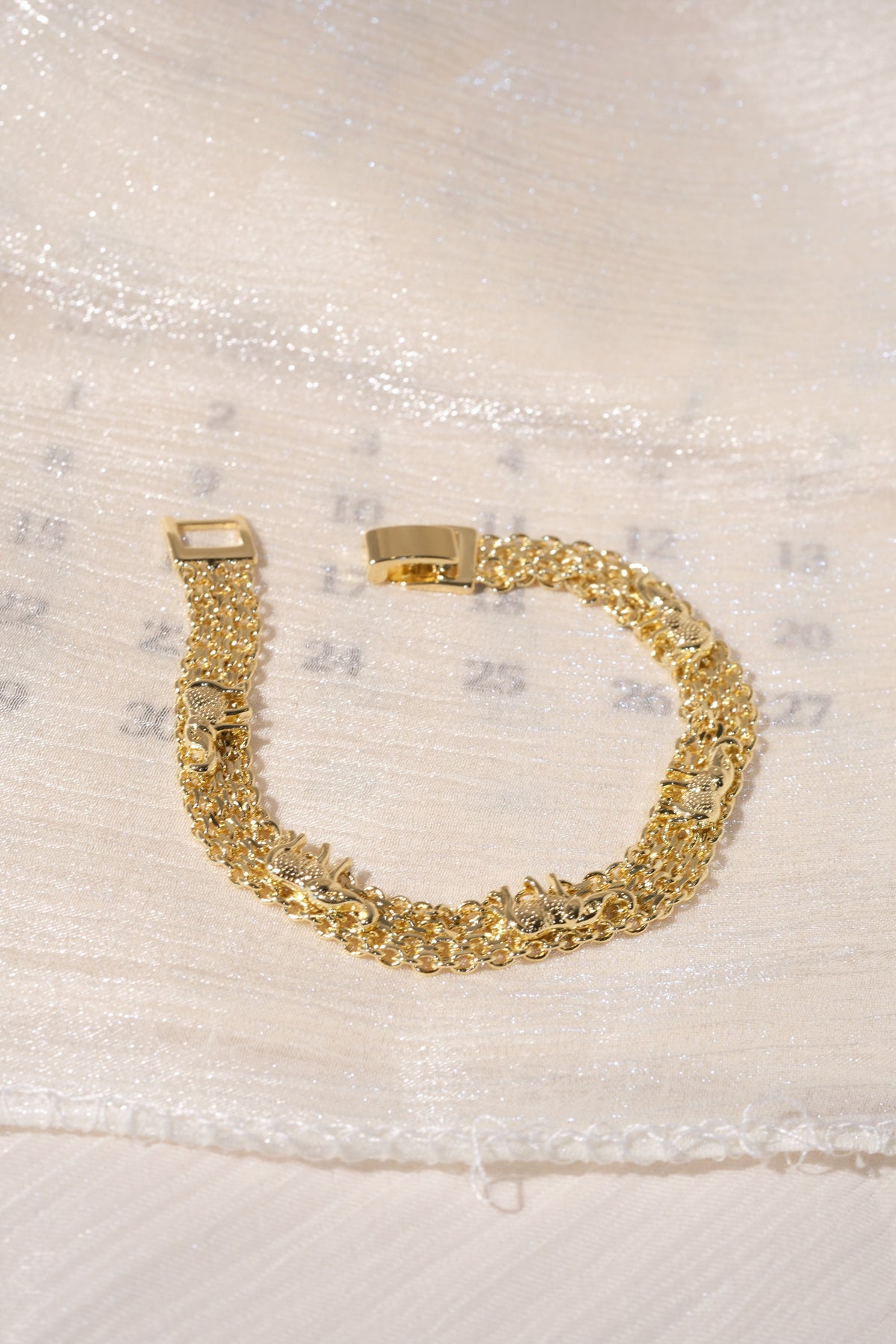 Textured Station Multistrand Bracelet — Gold — edited real product photo