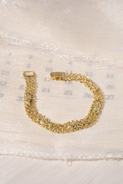 Textured Station Multistrand Bracelet — Gold — edited real product photo