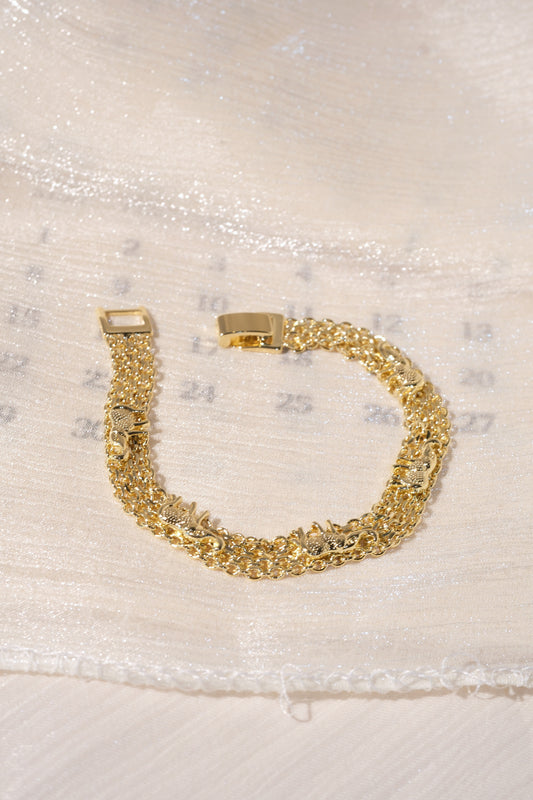 Textured Station Multistrand Bracelet — Gold — edited real product photo