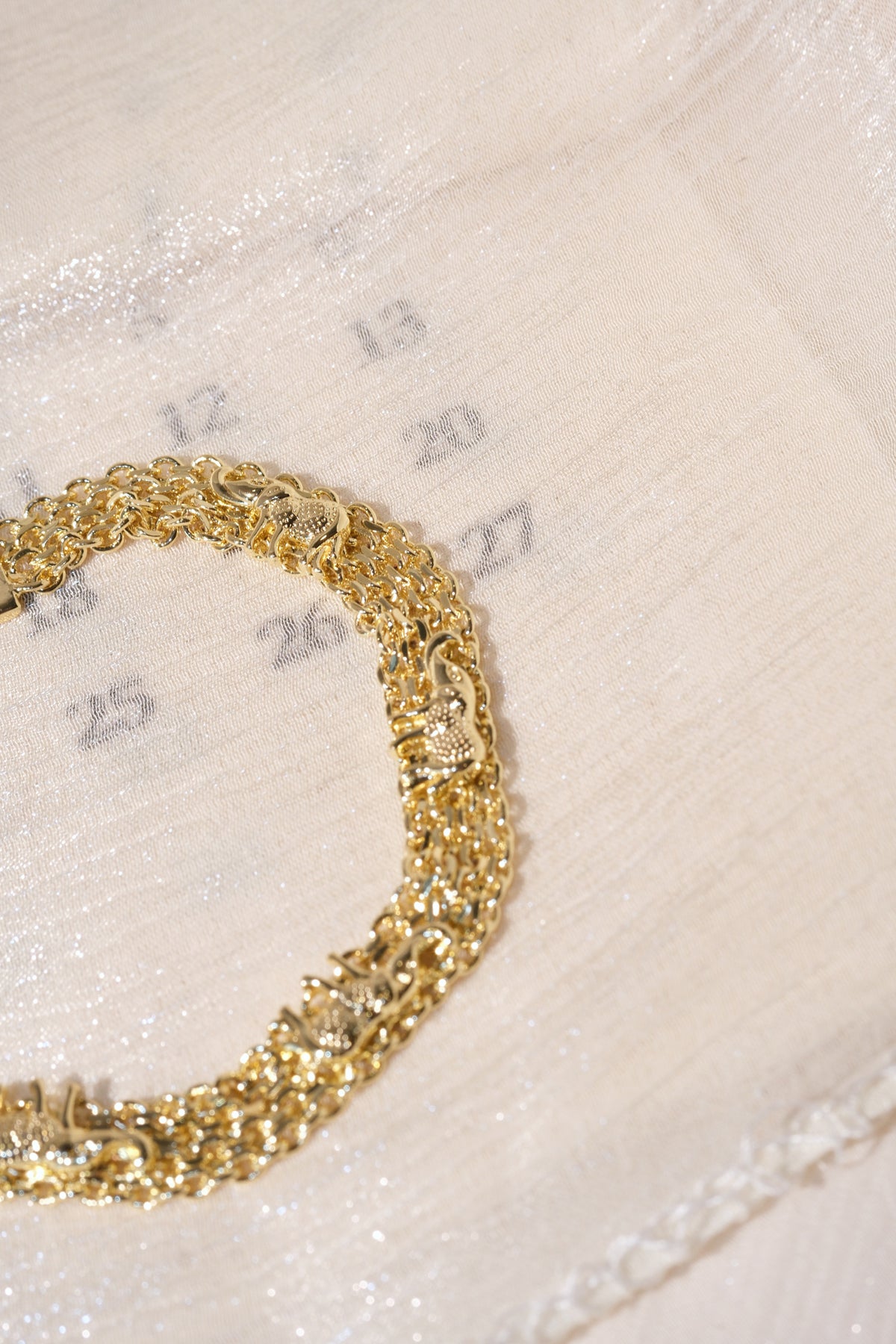 Textured Station Multistrand Bracelet — Gold — edited real product photo