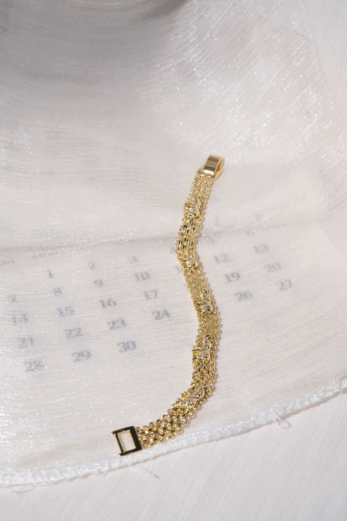 Textured Station Multistrand Bracelet — Gold — edited real product photo