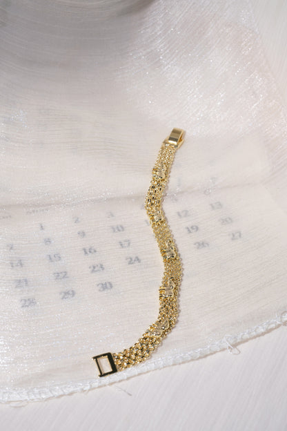 Textured Station Multistrand Bracelet — Gold — edited real product photo