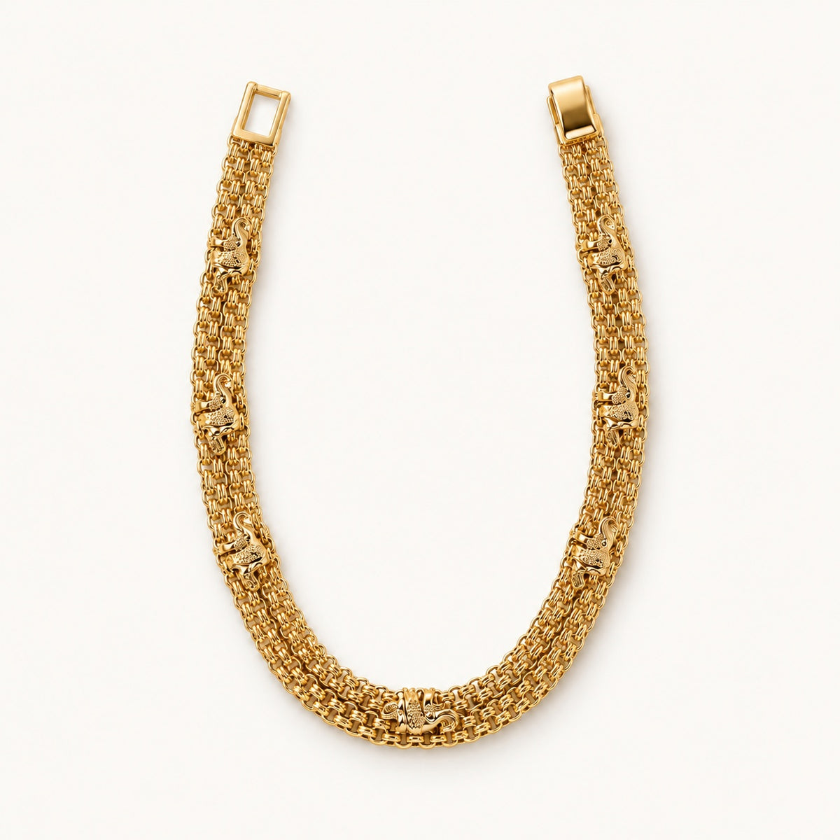 Textured Station Multistrand Bracelet — Gold — white background