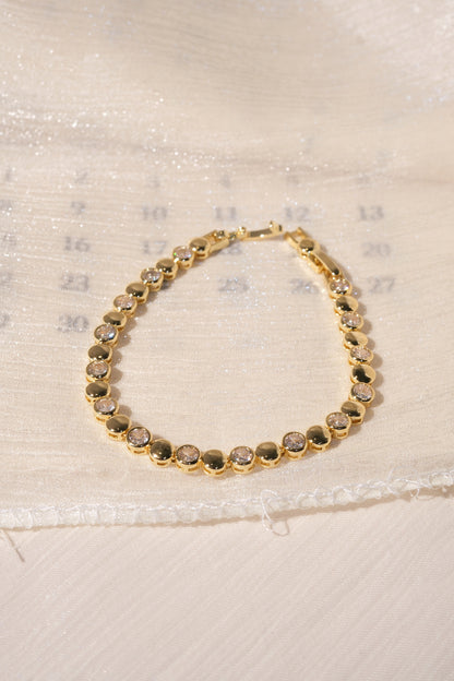 CZ and Disc Station Bracelet — Gold — edited real product photo