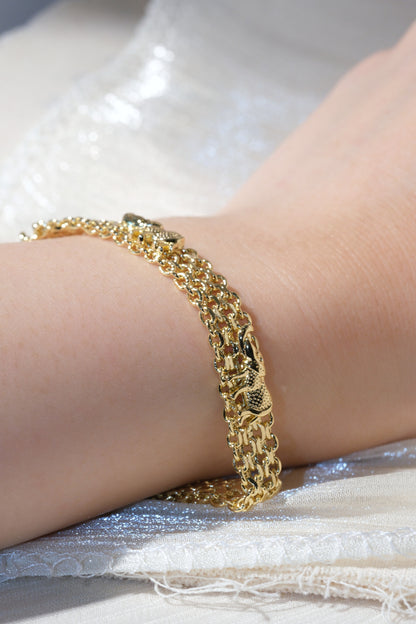 CZ and Disc Station Bracelet — Gold — edited real product photo