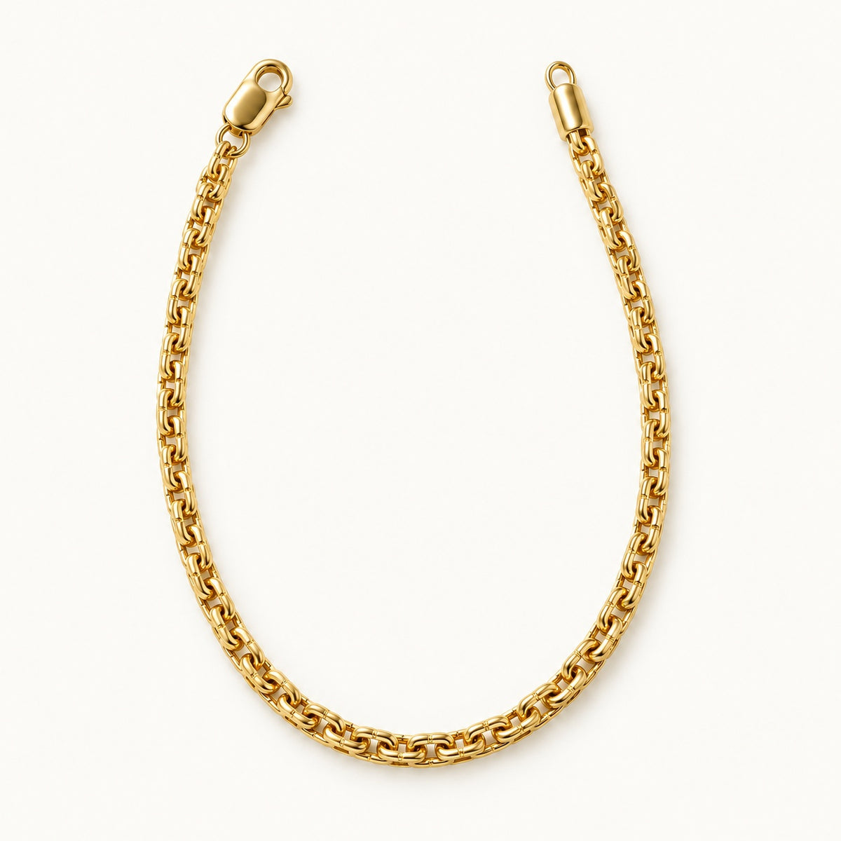 Slim Bar Link Bracelet — Gold — white background