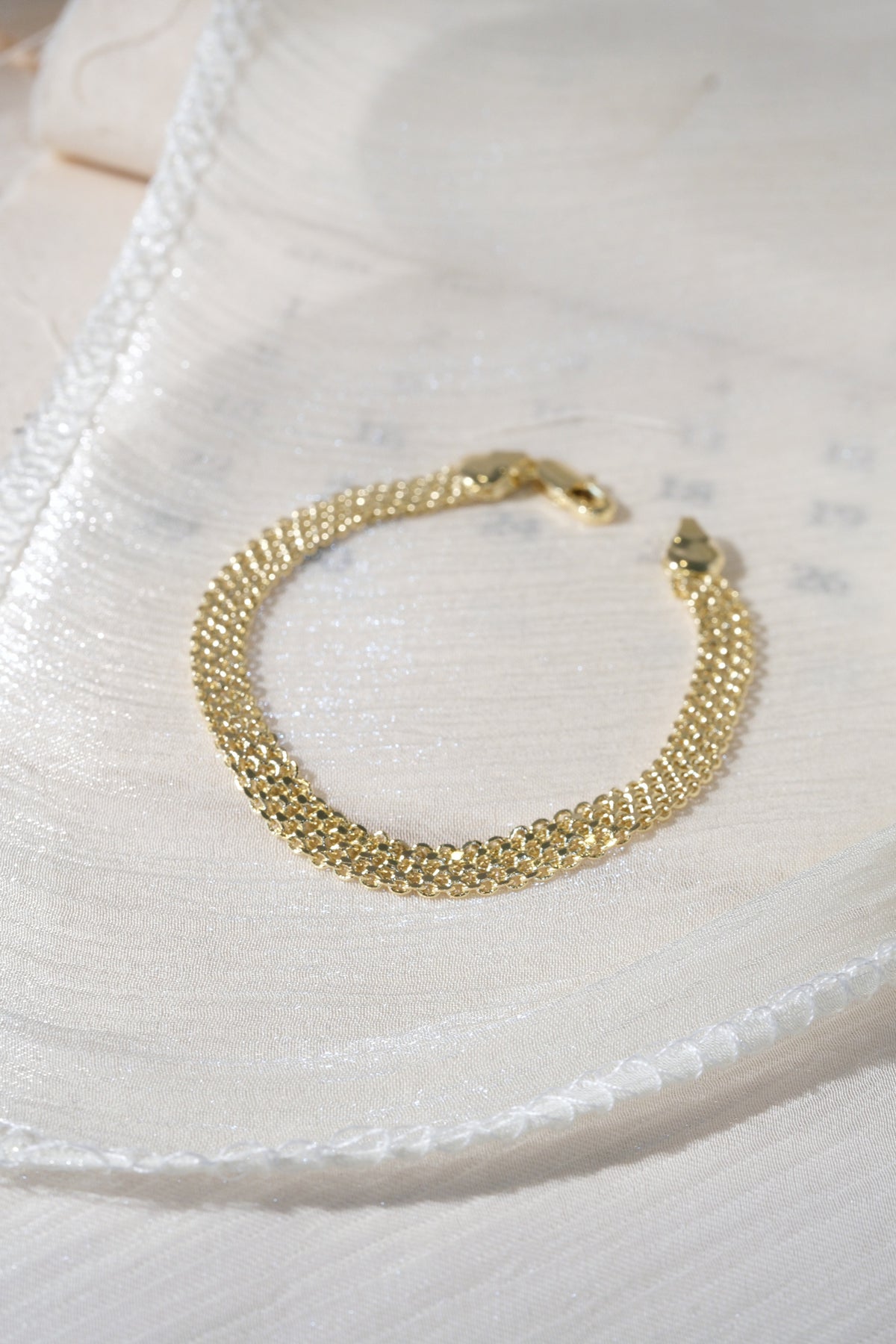 Flat Mesh Bracelet — Gold — edited real product photo