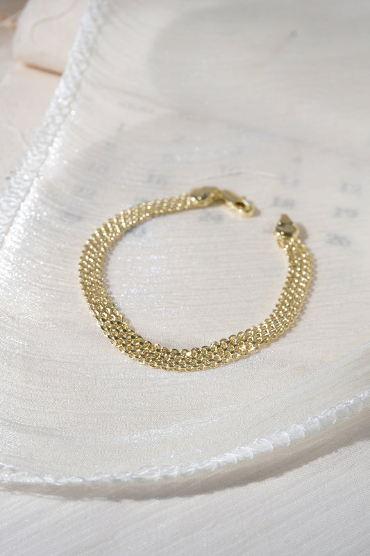 Flat Mesh Bracelet — Gold — edited real product photo