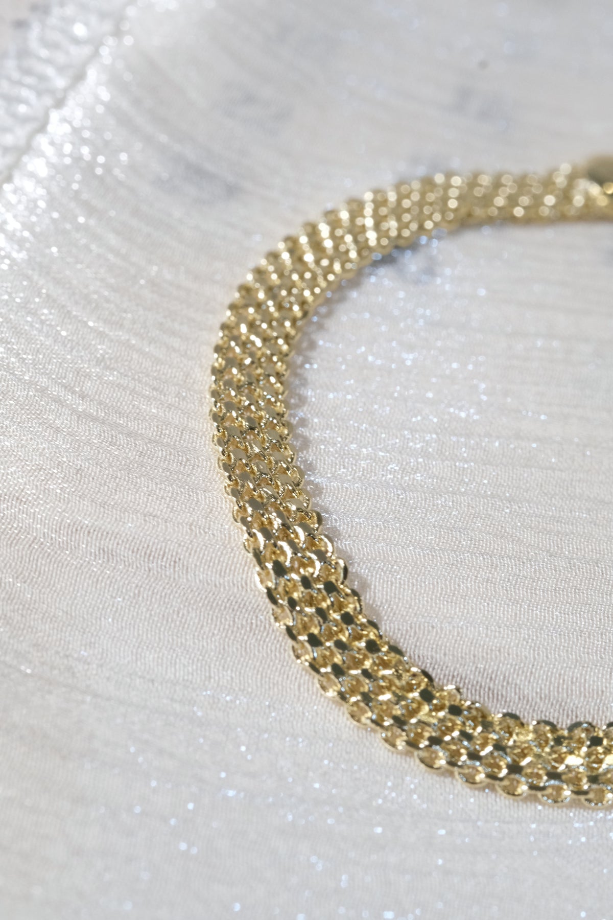 Flat Mesh Bracelet — Gold — edited real product photo