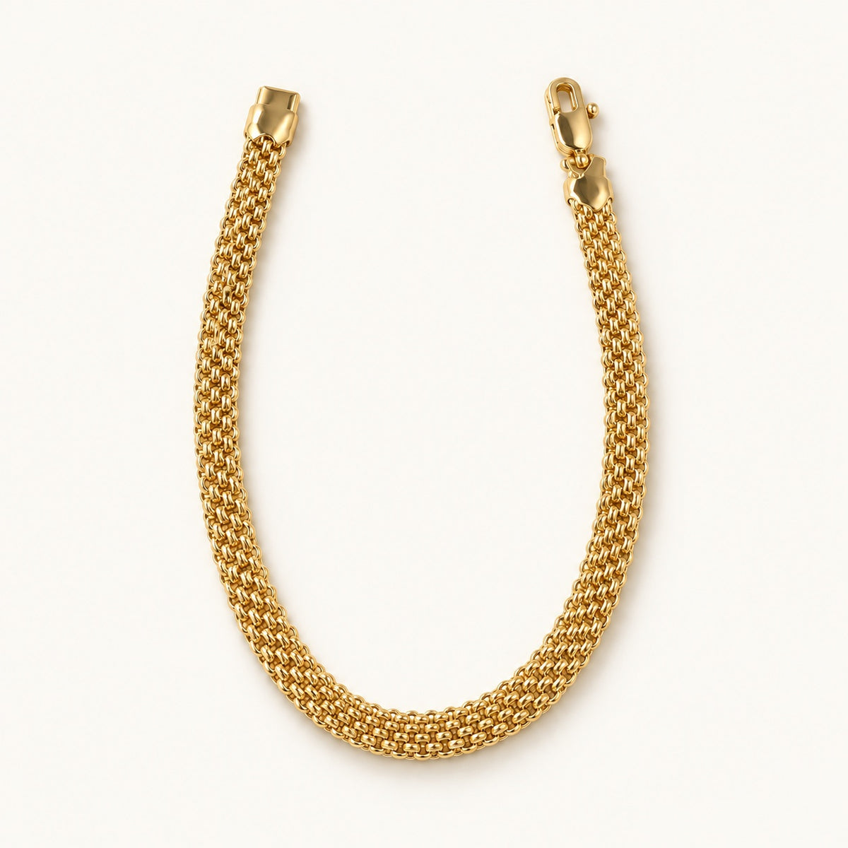 Flat Mesh Bracelet — Gold — white background