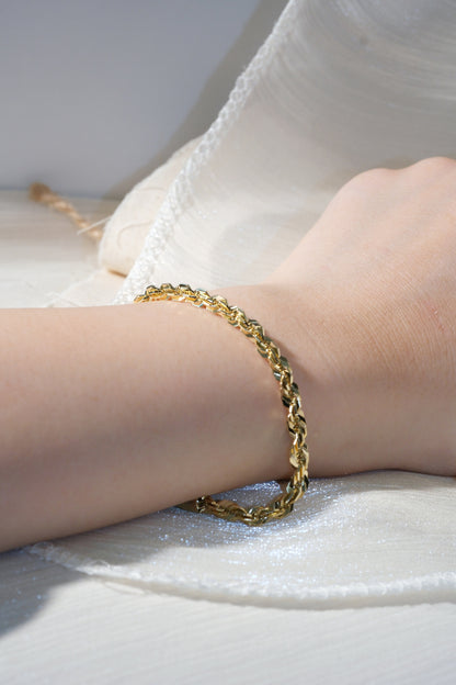 Faceted Woven Chain Bracelet — Gold — edited real product photo