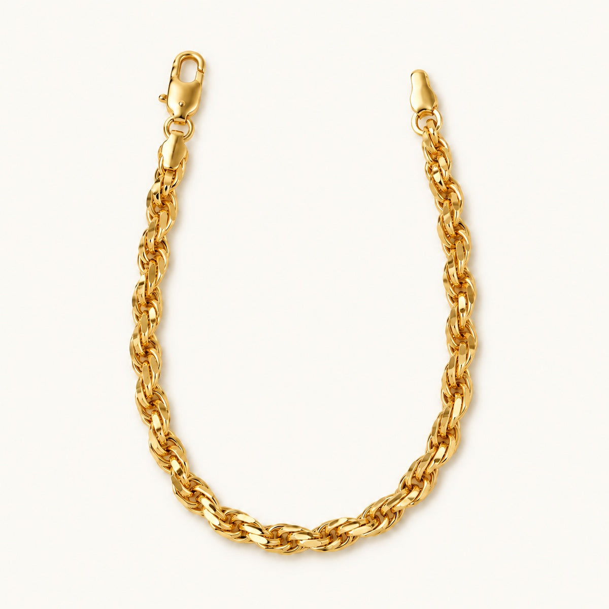 Faceted Woven Chain Bracelet — Gold — white background