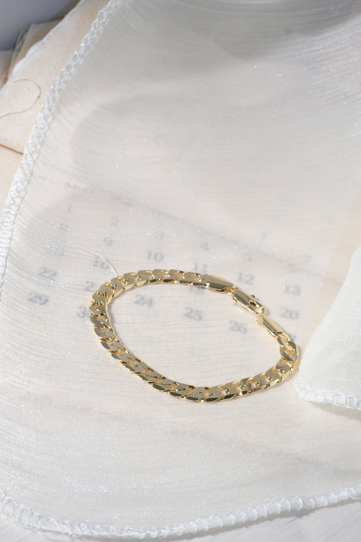 Wide Polished Curb Bracelet — Gold — edited real product photo