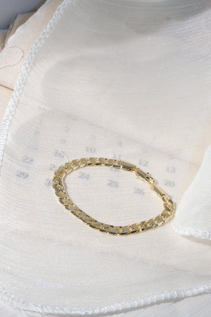 Wide Polished Curb Bracelet — Gold — edited real product photo