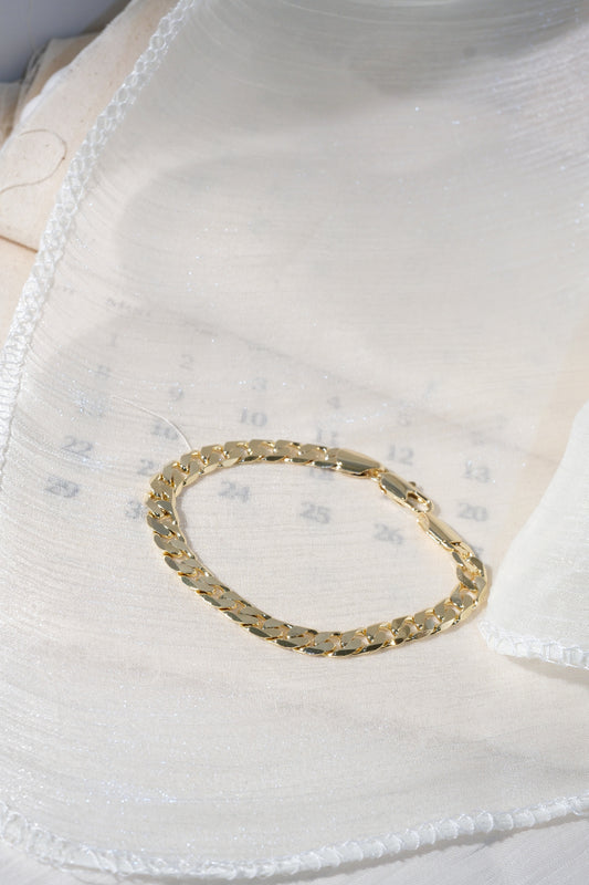 Wide Polished Curb Bracelet — Gold — edited real product photo