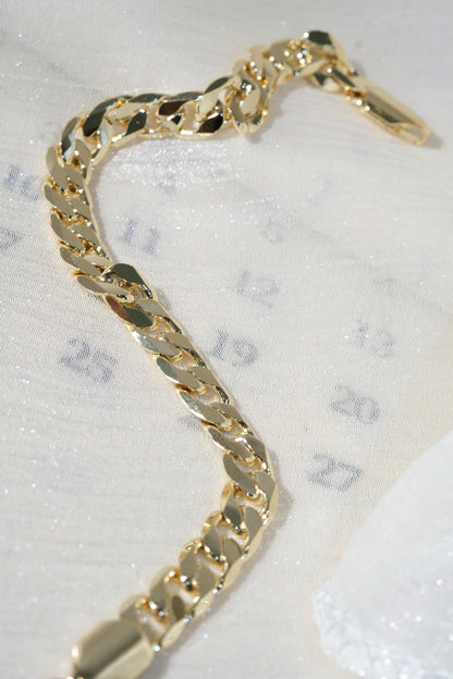 Wide Polished Curb Bracelet — Gold — edited real product photo
