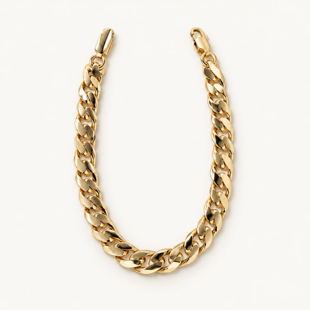 Wide Polished Curb Bracelet — Gold