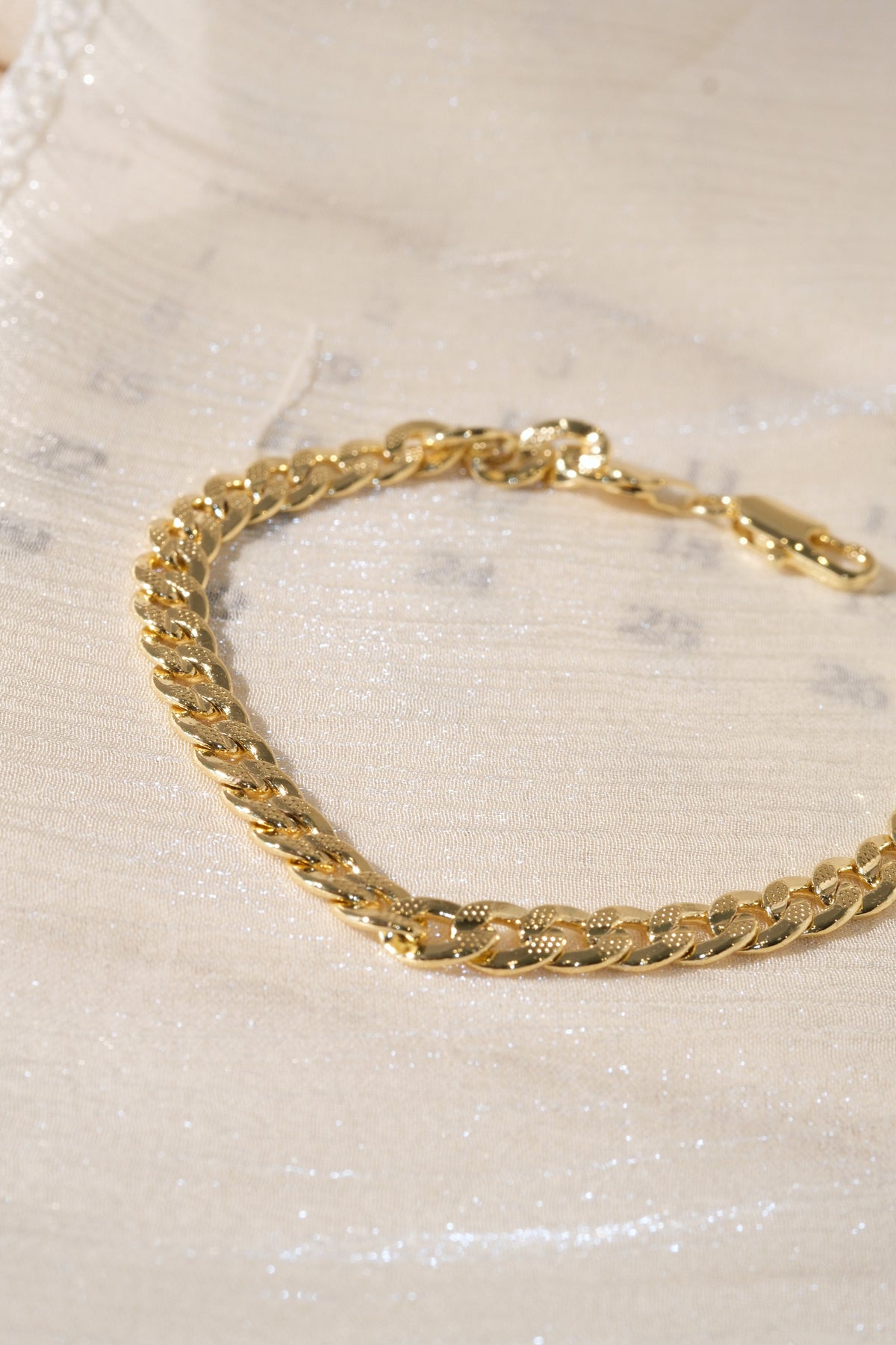 Textured Curb Bracelet — Gold — edited real product photo