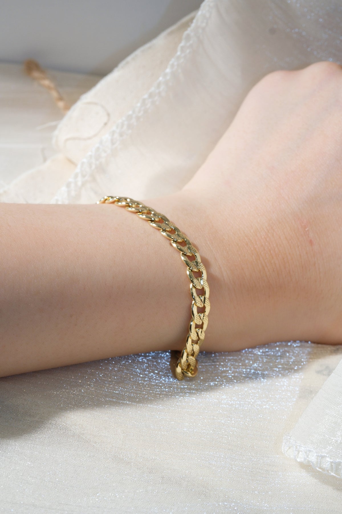 Textured Curb Bracelet — Gold — edited real product photo